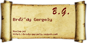 Bródy Gergely névjegykártya