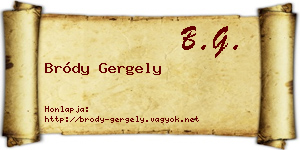 Bródy Gergely névjegykártya